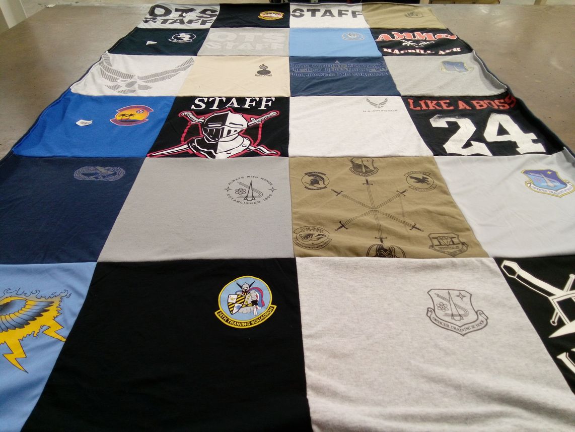 T-shirt quilt with military, aviation themes by Carlo from VA