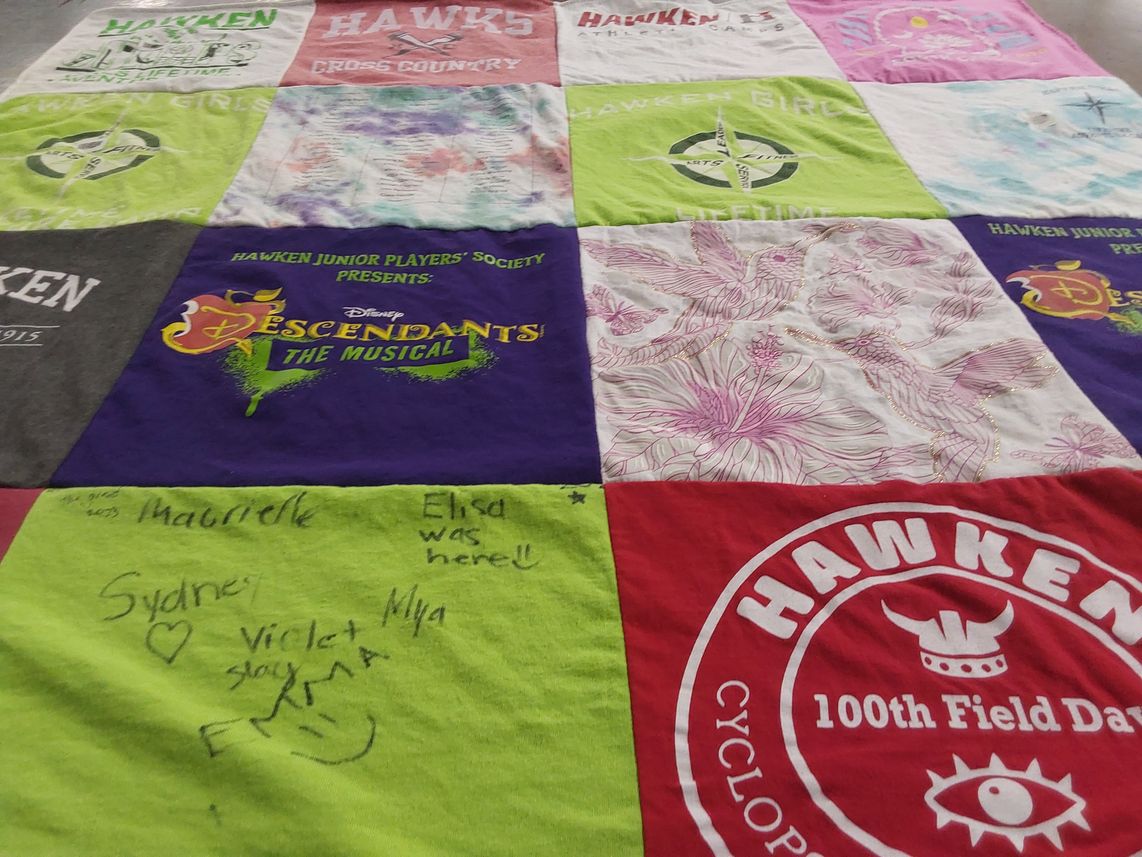 T-shirt quilt from hawken school by Safuratu from OH