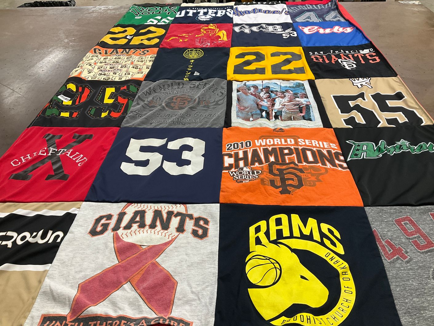 T-shirt quilt featuring san francisco giants, rams by Sherry from CA