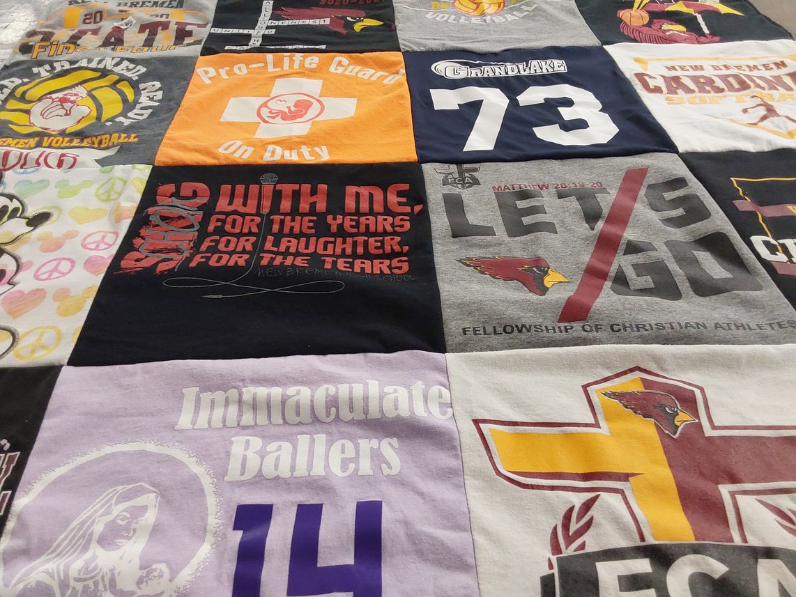 T-shirt quilt featuring new bremen cardinals by Lori from OH