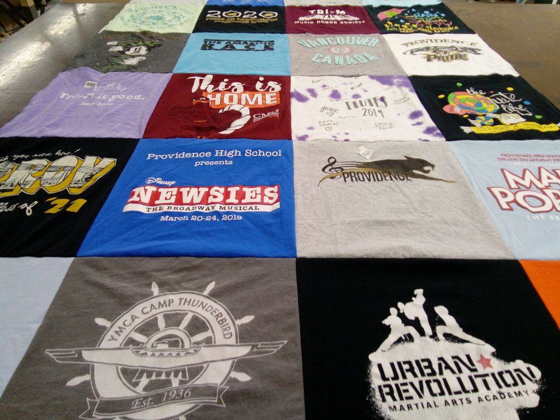 T-shirt quilt from providence high school by Malia from NC