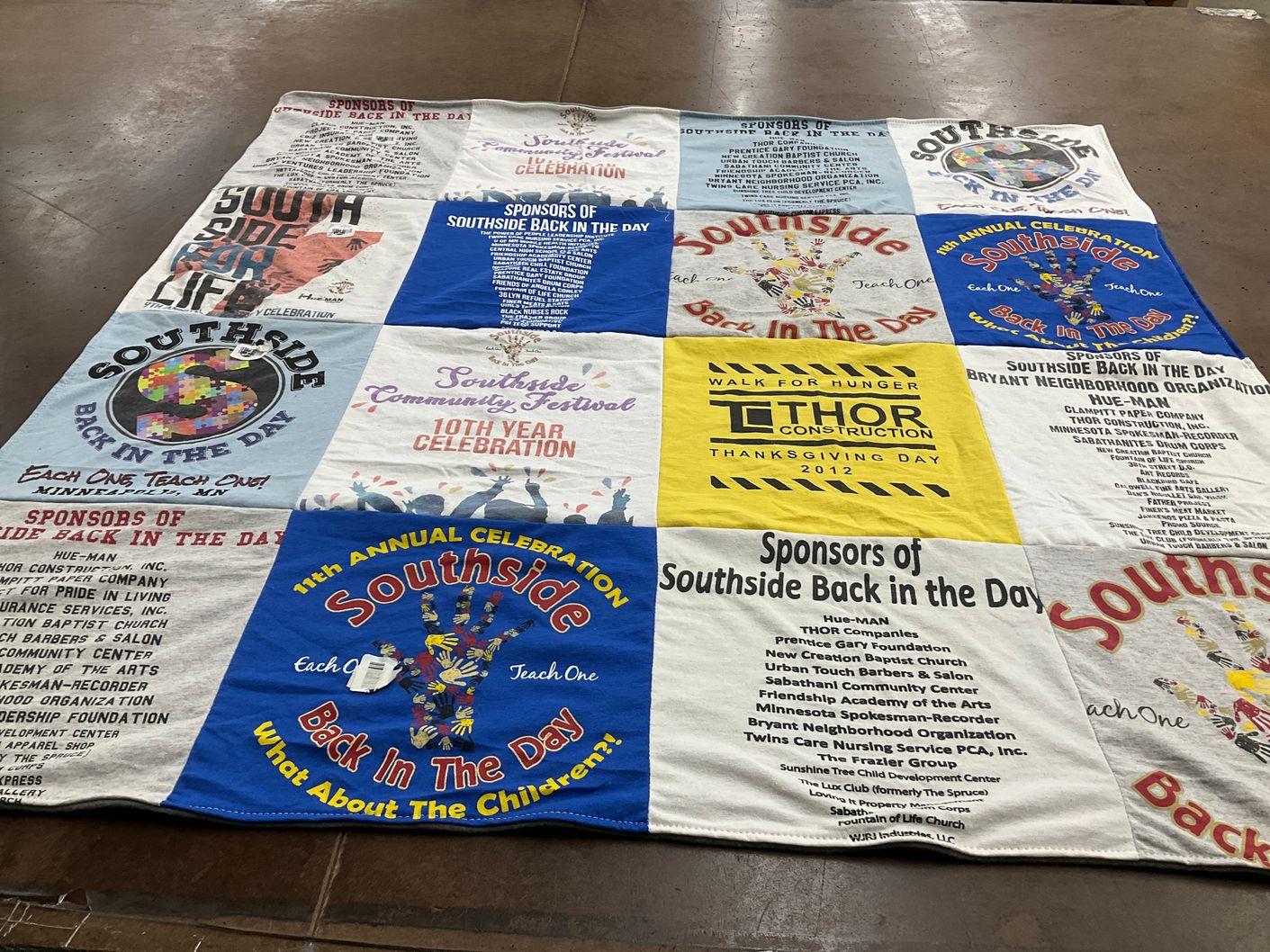 T-shirt quilt with community service, celebrations themes by CASSIE from MN
