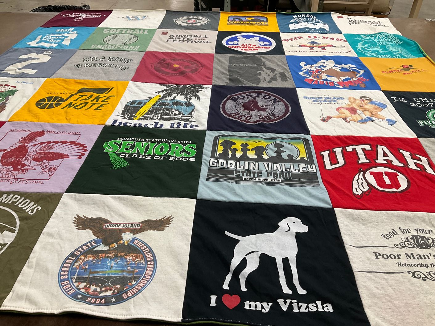 T-shirt quilt from plymouth state university by Chris from UT