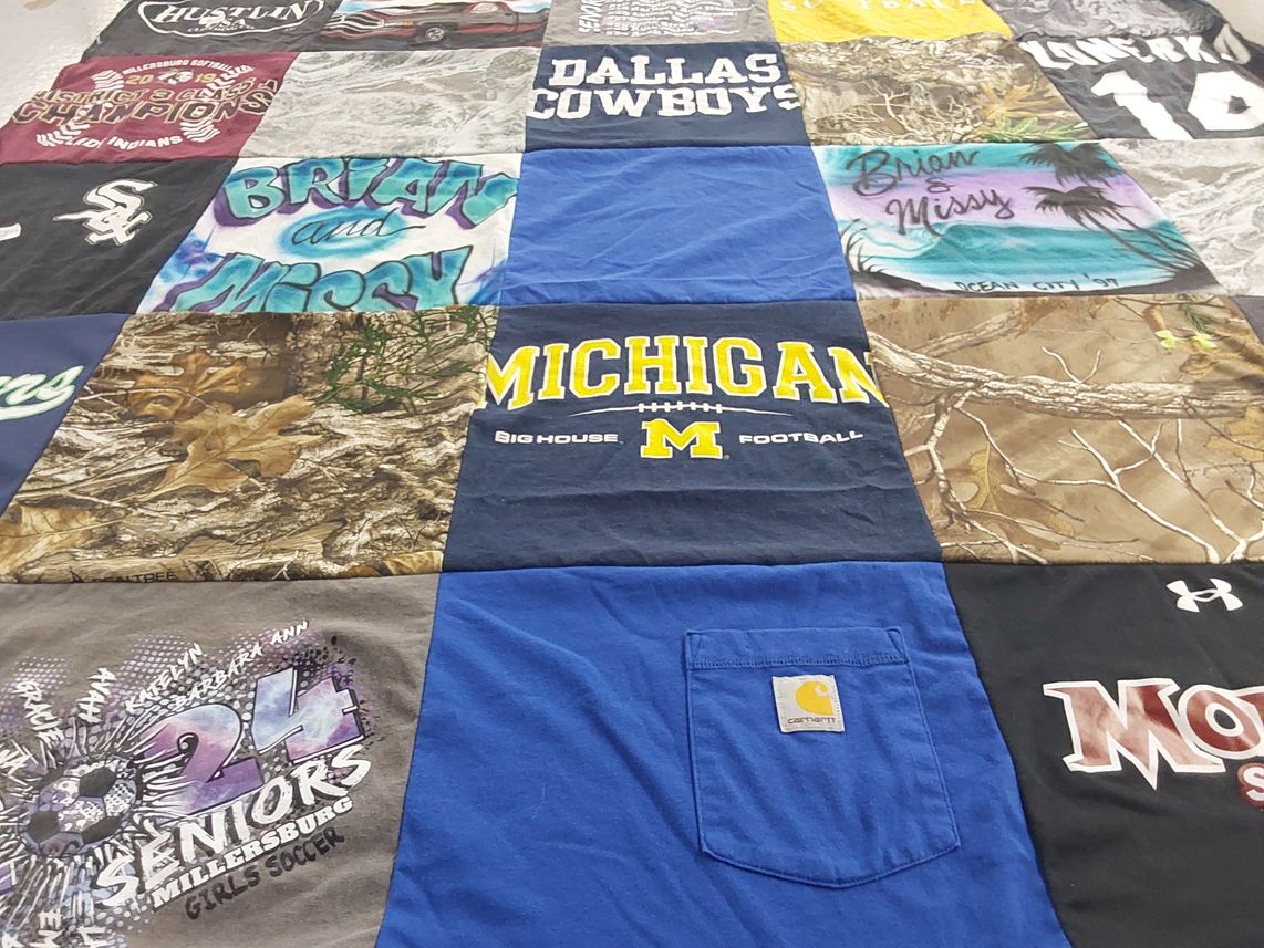 T-shirt quilt from university of michigan by Melissa from PA