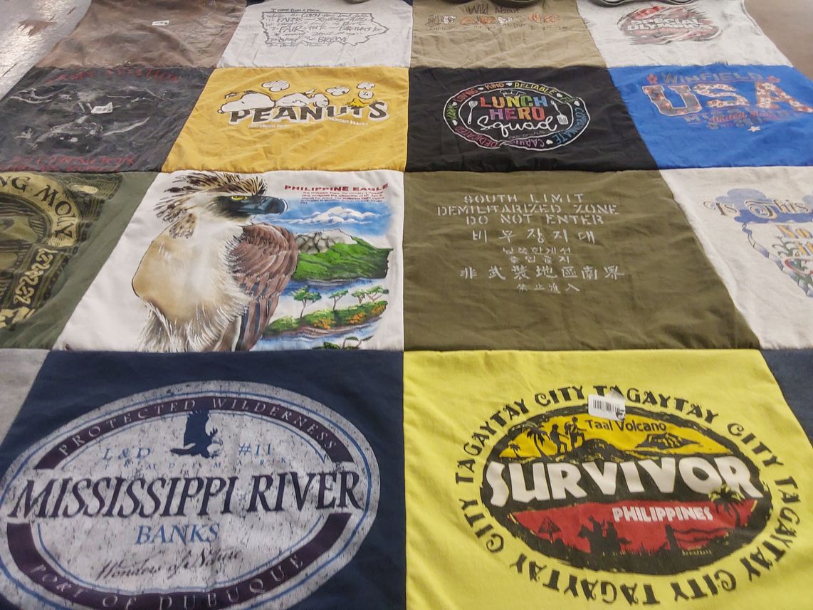 T-shirt quilt with wildlife, nature themes by Mishal from MO