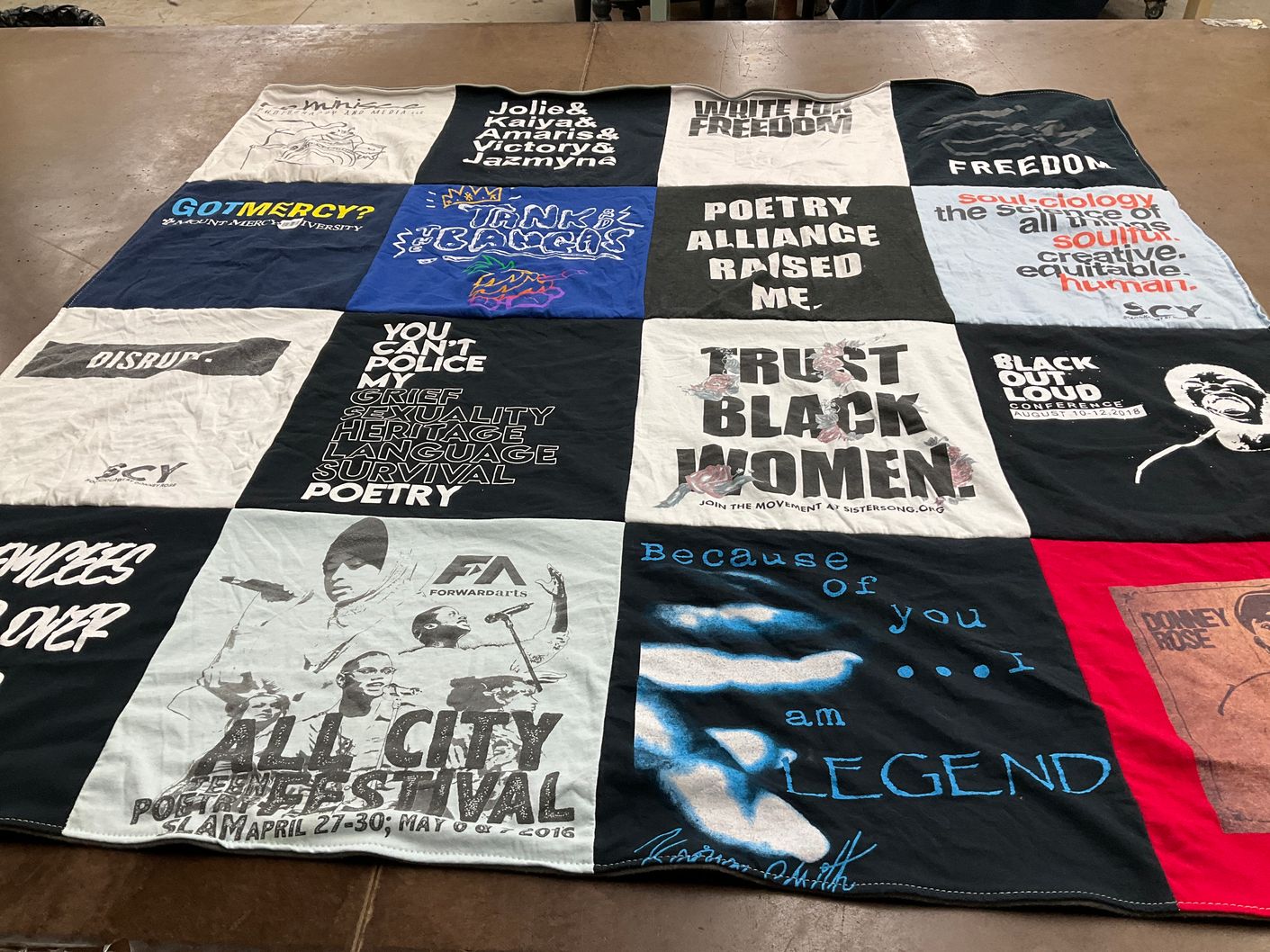 T-shirt quilt from southern university by Leslie from LA