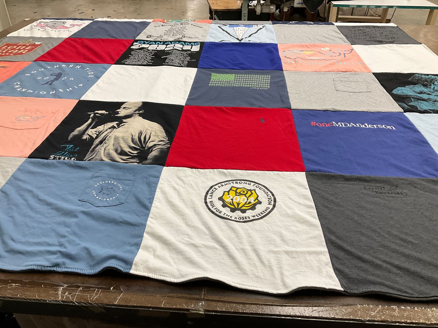 T-shirt quilt with music, sports themes by michael from TX