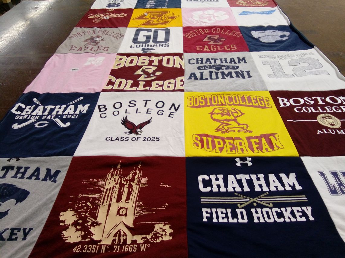 T-shirt quilt featuring boston college eagles, chatham field hockey by Sarah from NJ