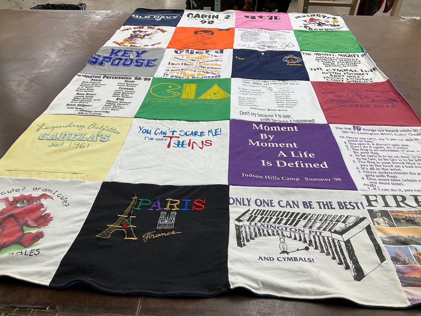 T-shirt quilt with music, outdoors themes by Kristi from MD