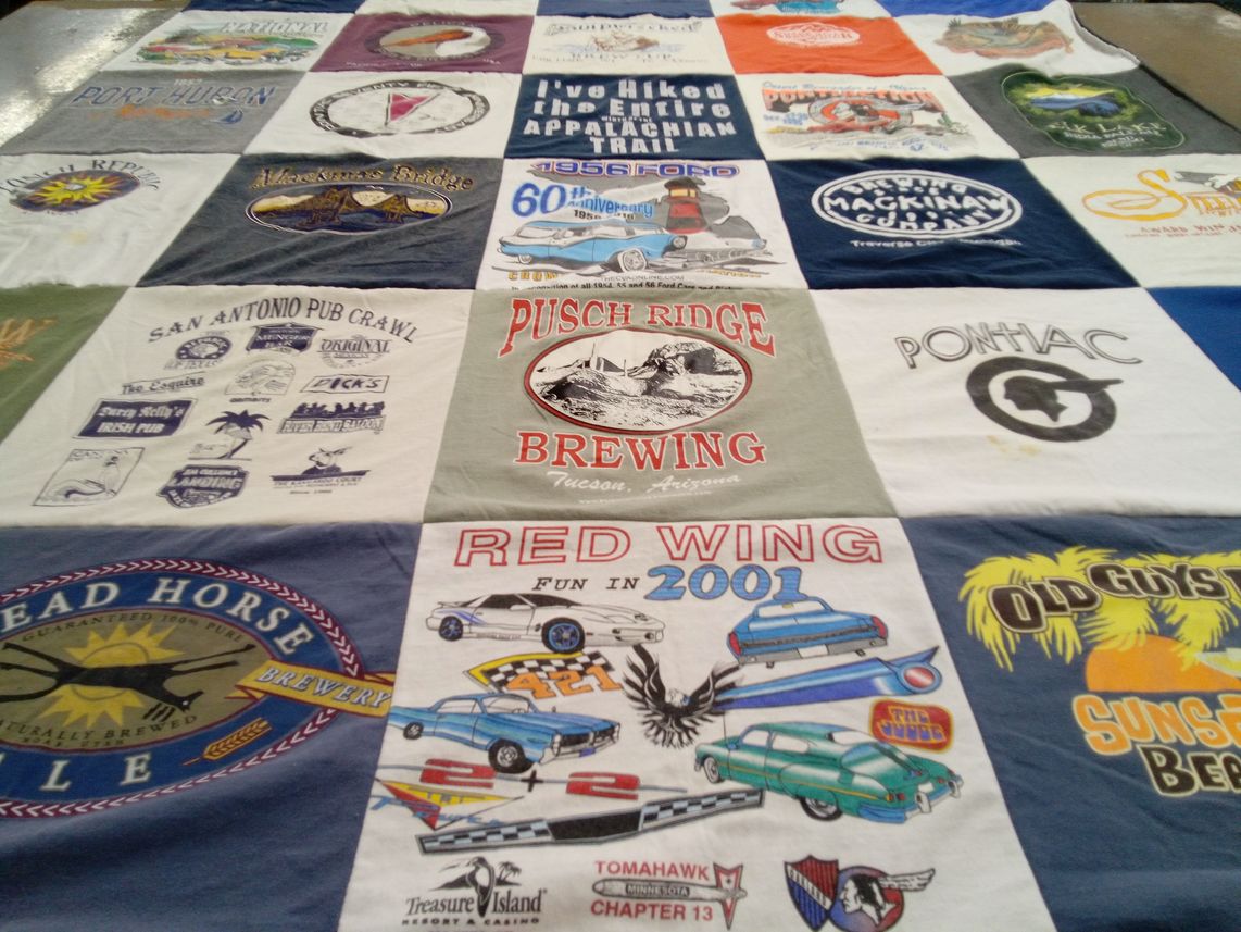 T-shirt quilt with breweries, pubs themes by Kevin from AZ