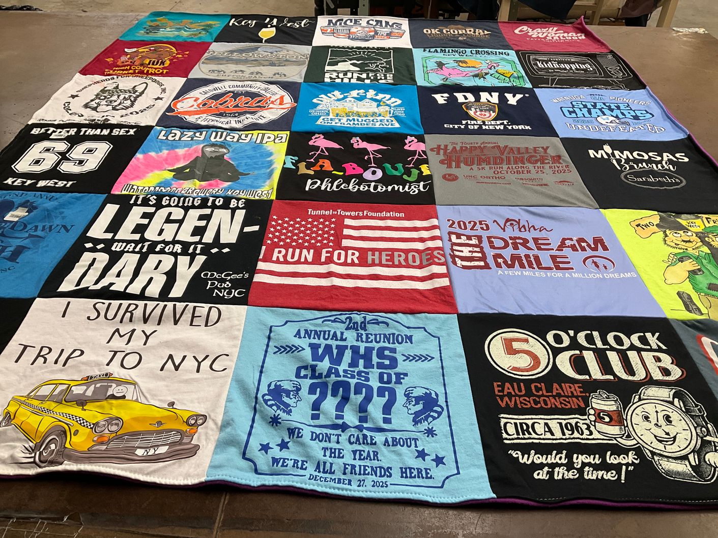 T-shirt quilt from wisconsin, university by Marcia from NC
