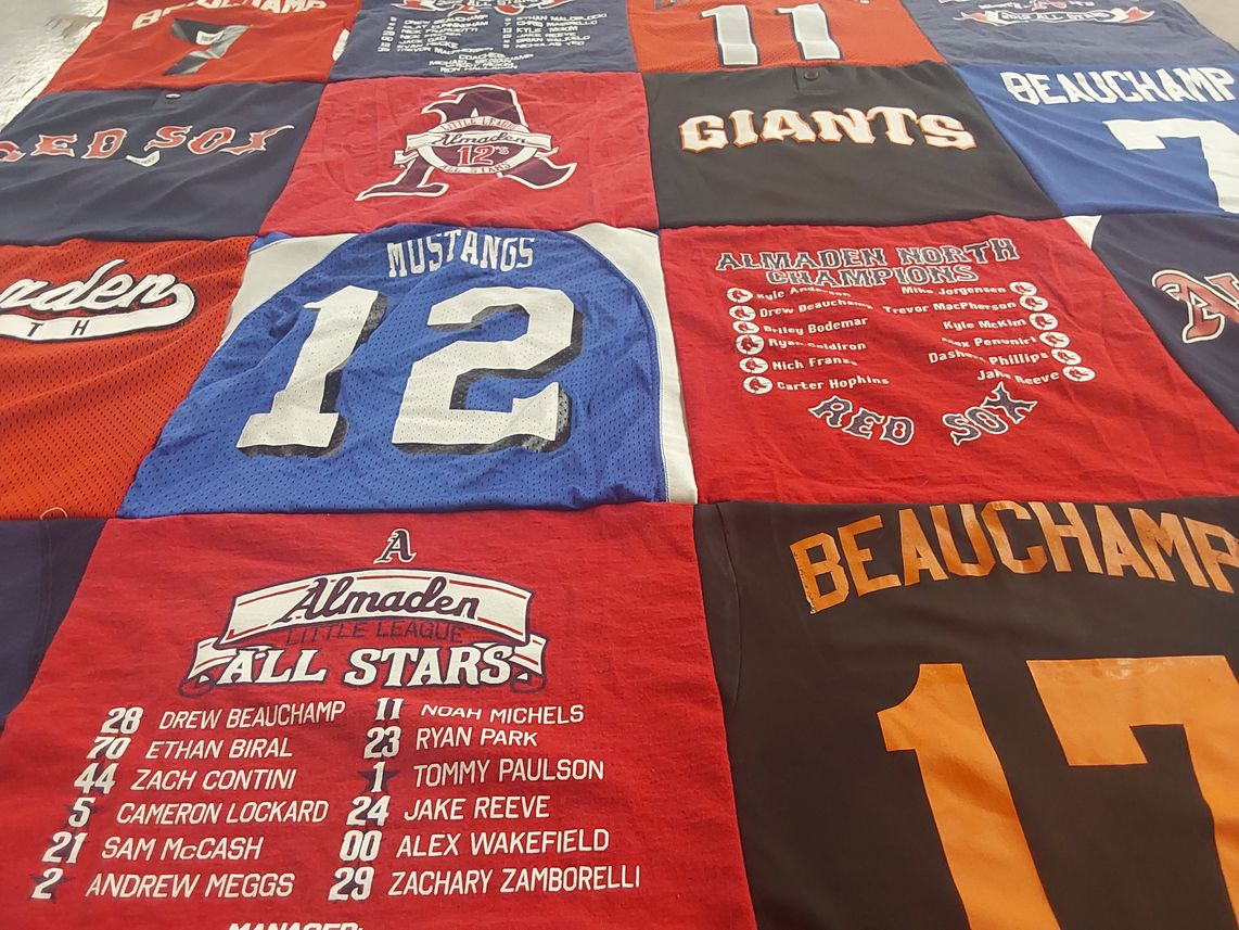 T-shirt quilt featuring almaden mustangs by Janice from CA