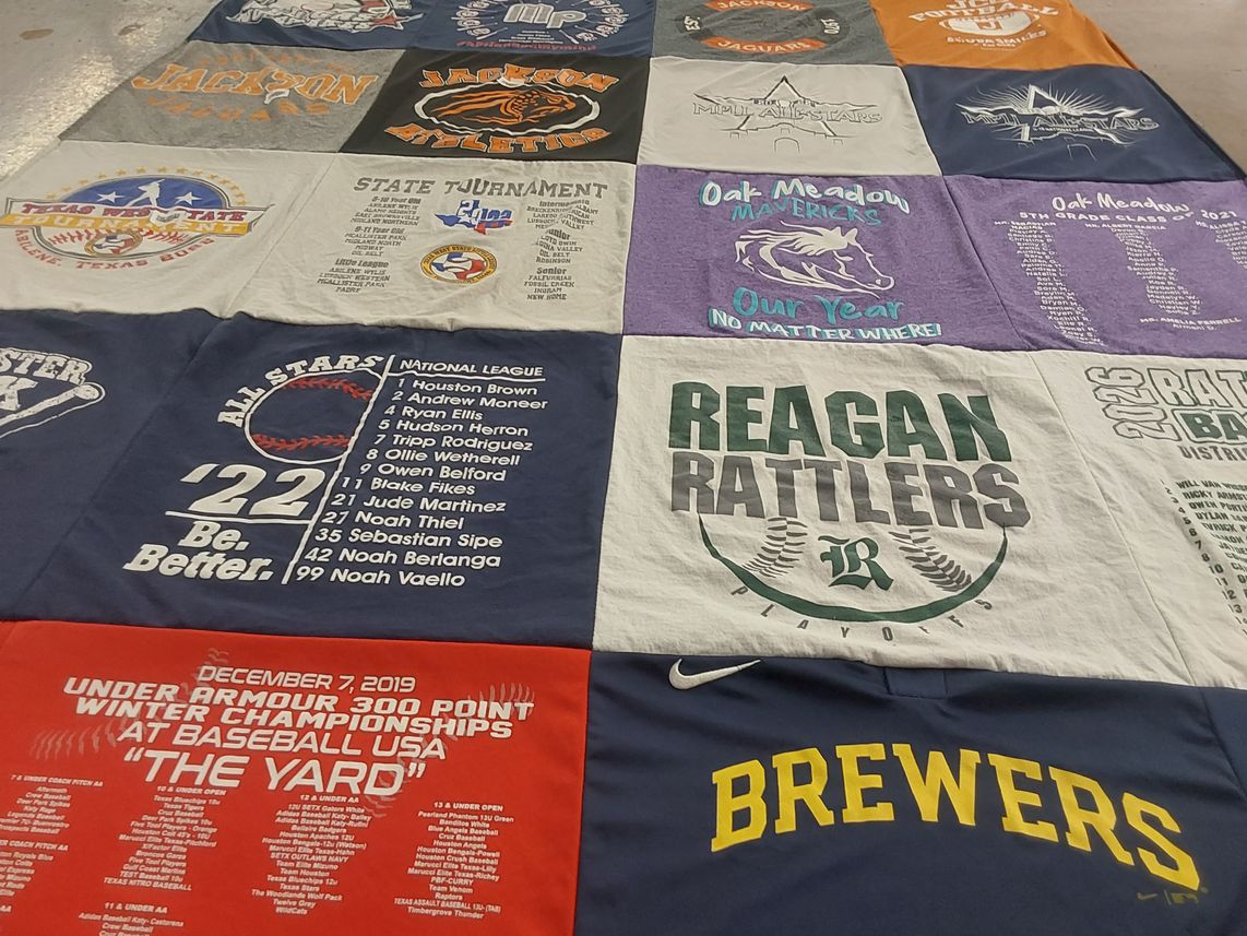 T-shirt quilt featuring reagan rattlers, oak meadow mavericks by Jim from TX