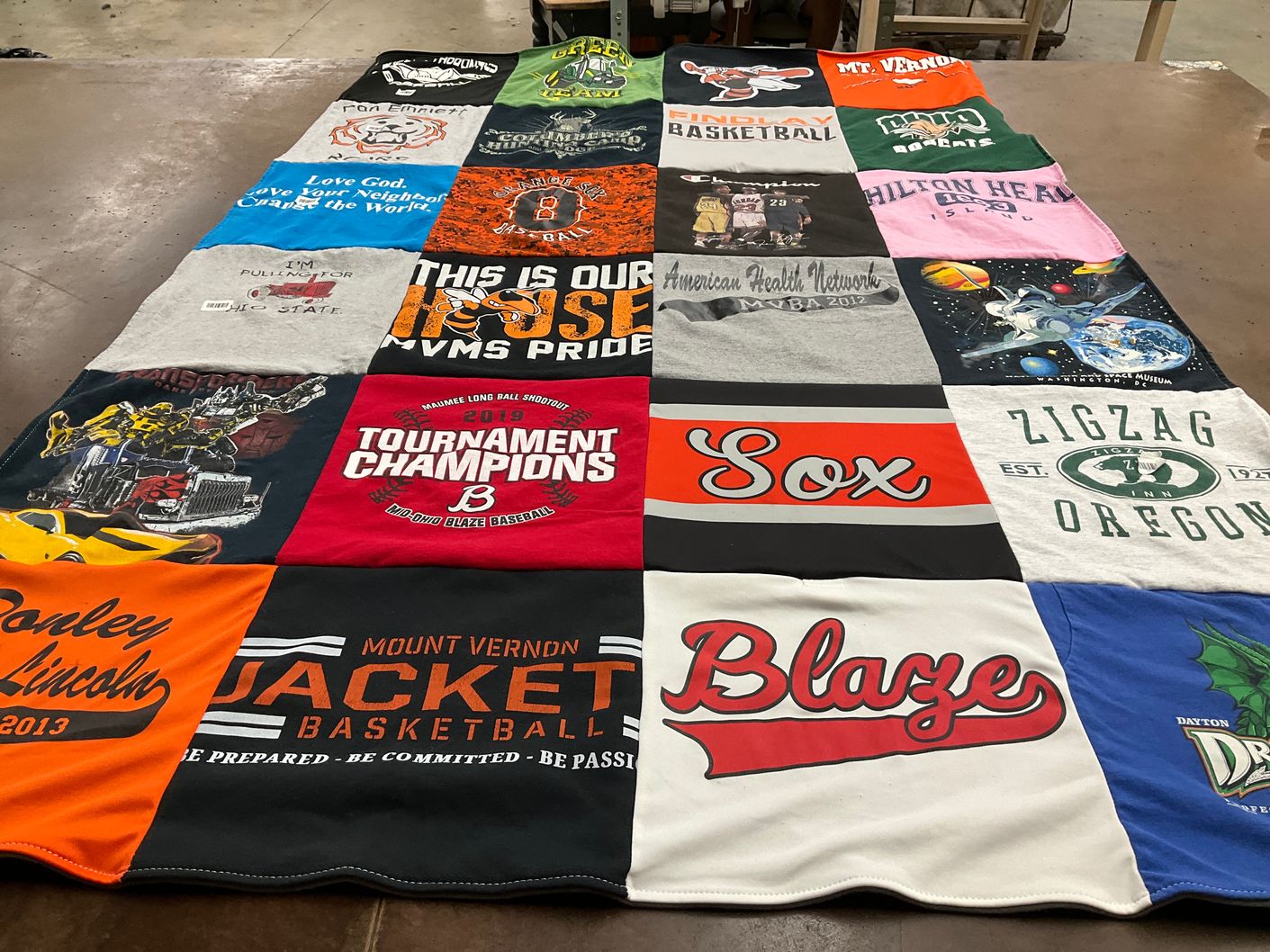 T-shirt quilt featuring findlay high school basketball, mount vernon jackets basketball by Sarah from OH