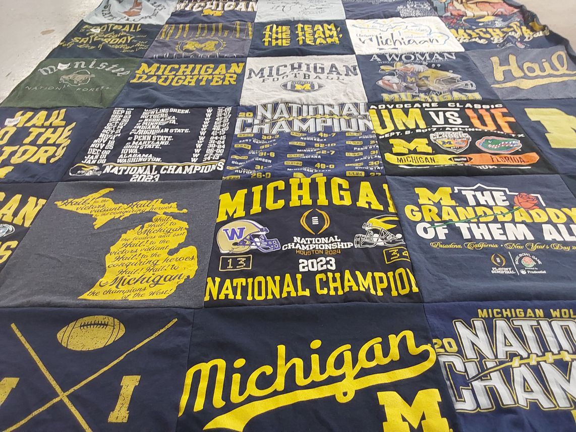 T-shirt quilt featuring university of michigan football by Kim from AZ