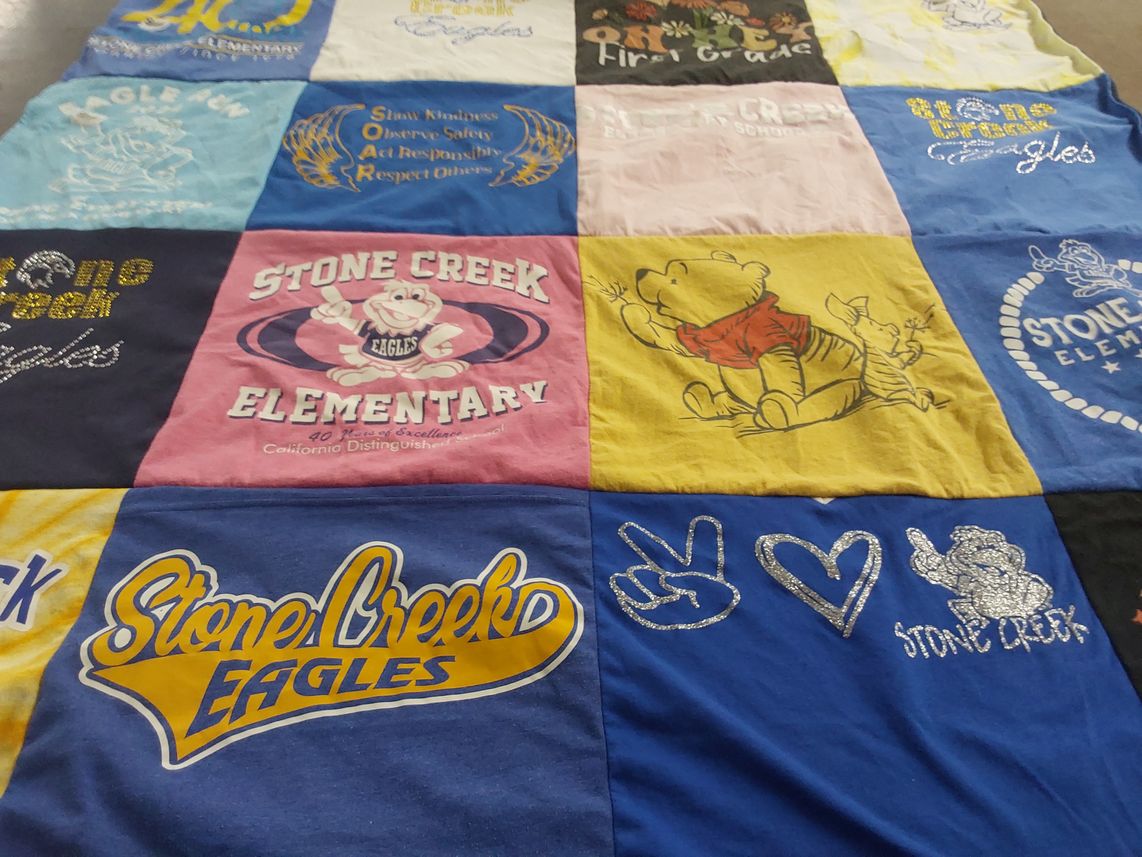 T-shirt quilt featuring stone creek eagles by Diana from CA