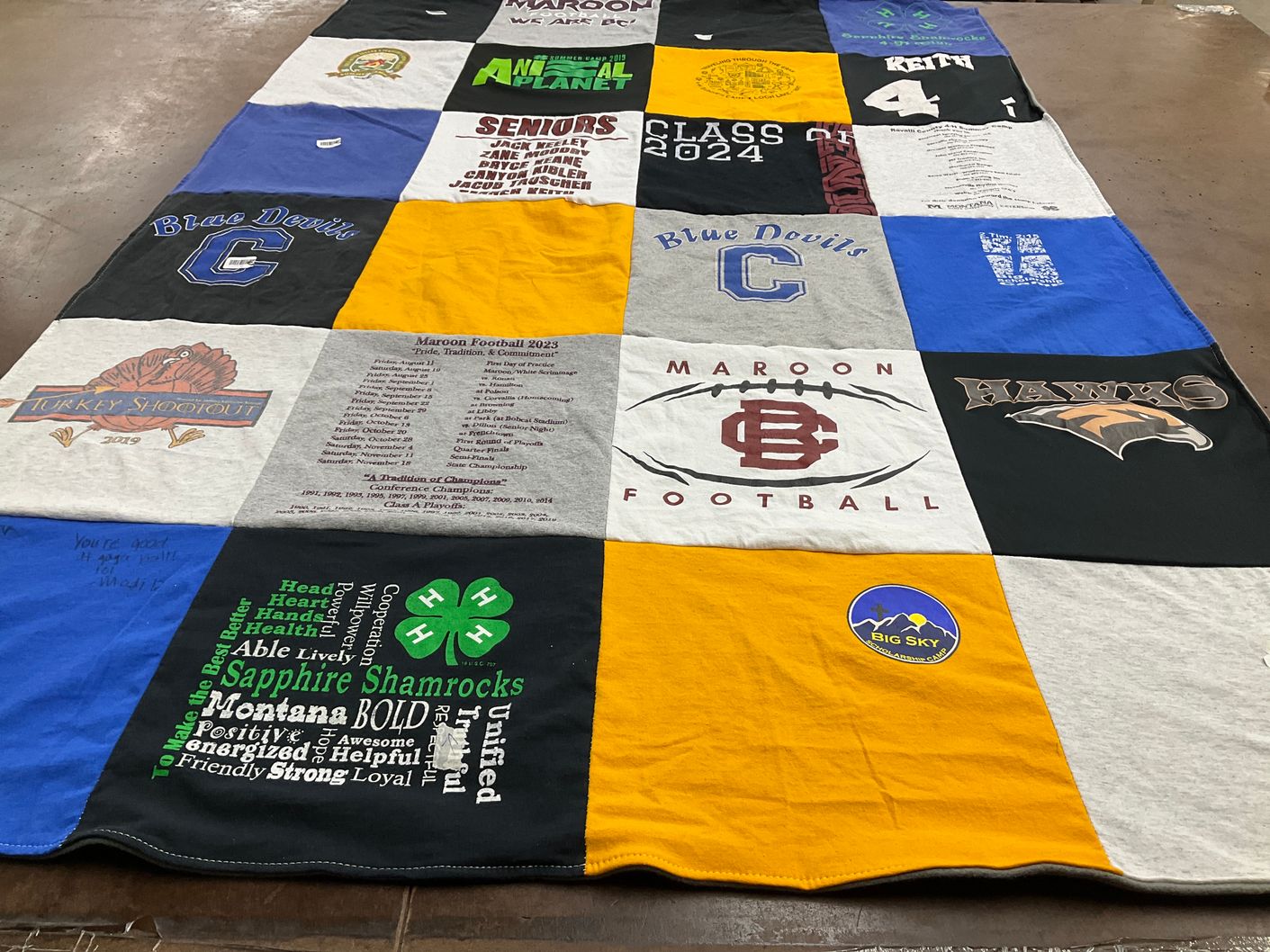 T-shirt quilt featuring maroon football team by Michelle from MT