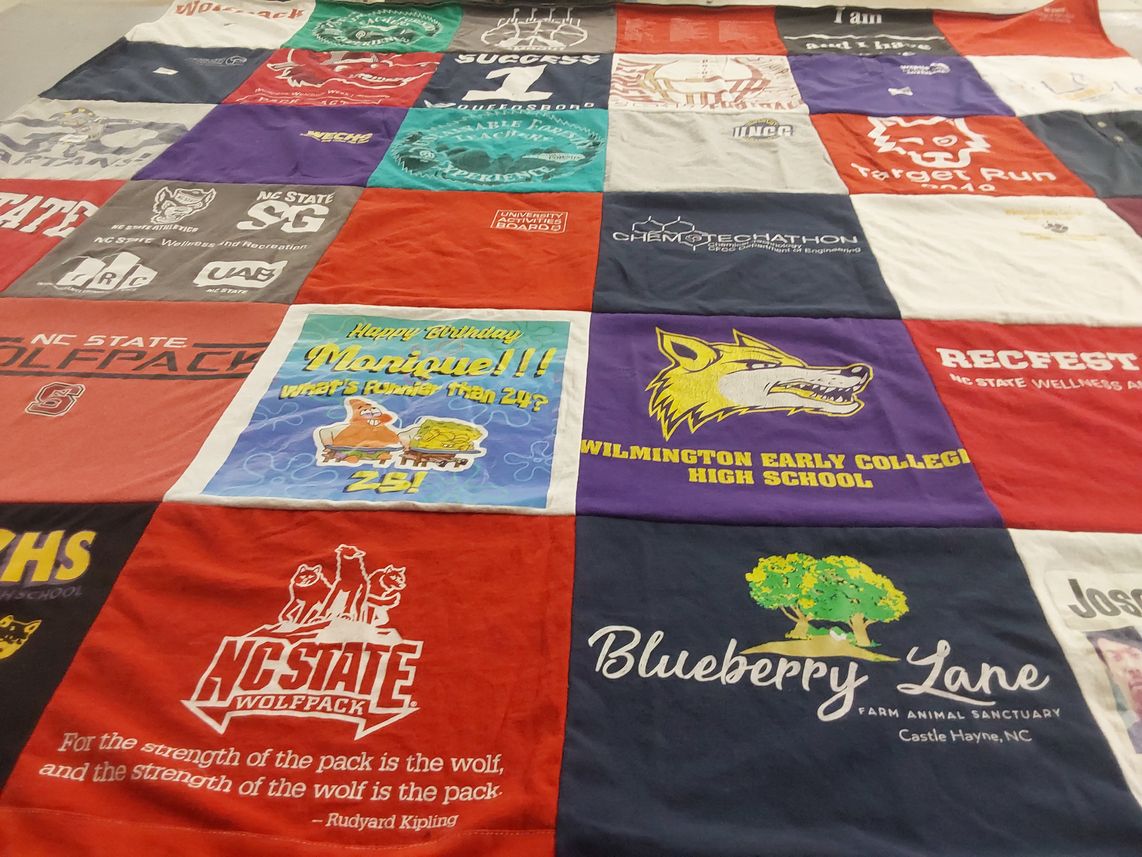 T-shirt quilt featuring north carolina state university wolfpack by Monique from NC