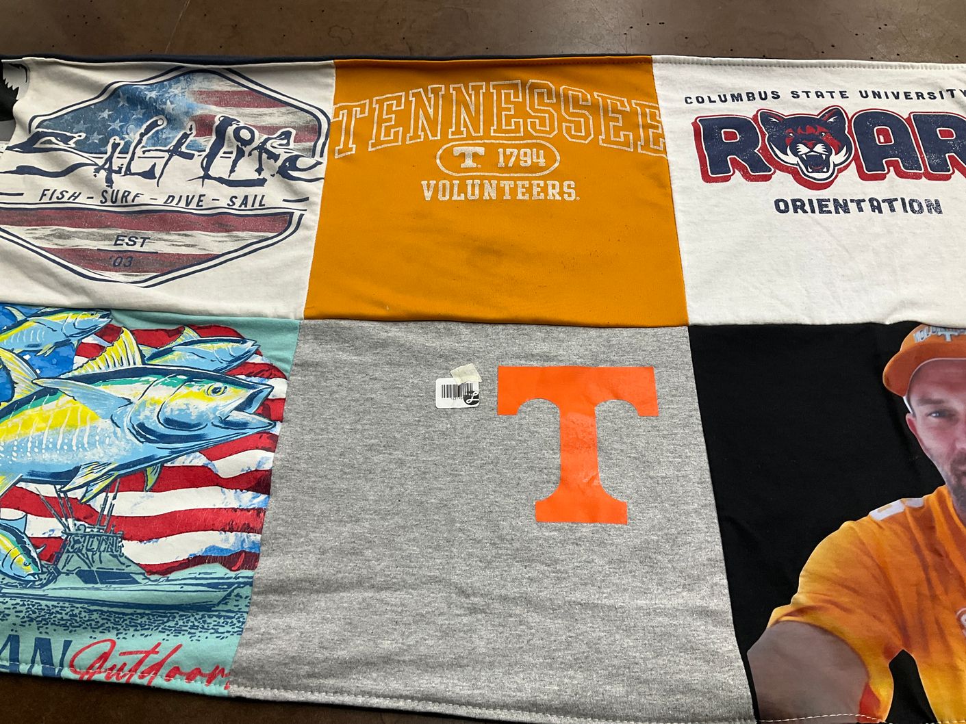 T-shirt quilt from university of tennessee, columbus state university by Regina from GA