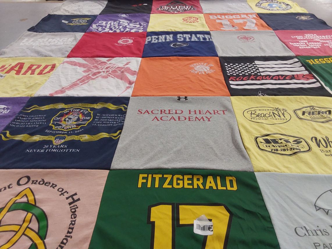 T-shirt quilt from sacred heart academy by Jeannie from NY