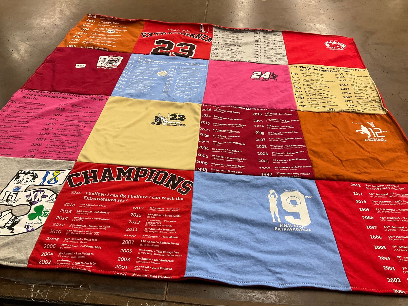 T-shirt quilt with sports, events themes by Andrew from MA