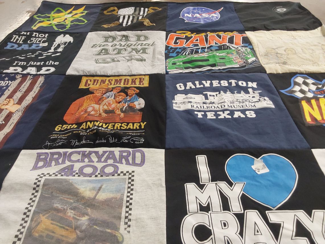 T-shirt quilt with nascar, television shows themes by Marlene from SC
