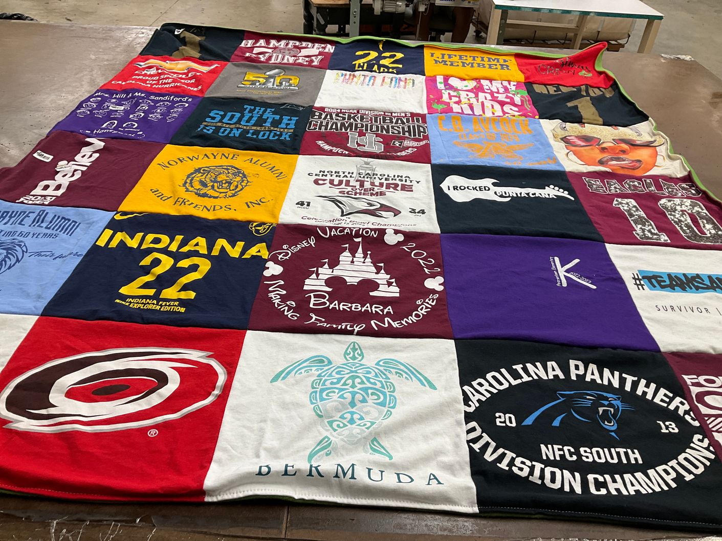 T-shirt quilt featuring indiana fever, carolina panthers by barbara from NC