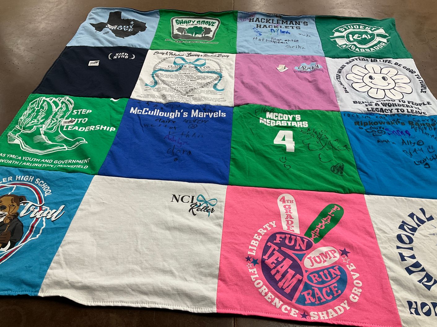 T-shirt quilt featuring mcgoy's megastars by Carrie from TX