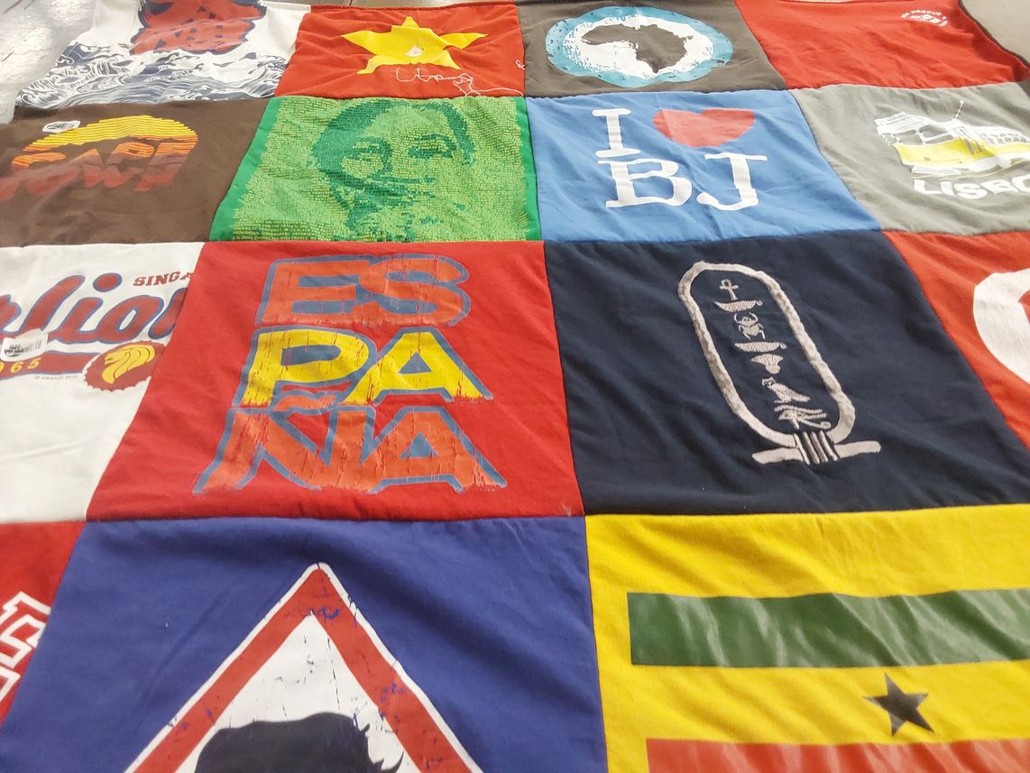 T-shirt quilt with travel, culture themes by John from NC