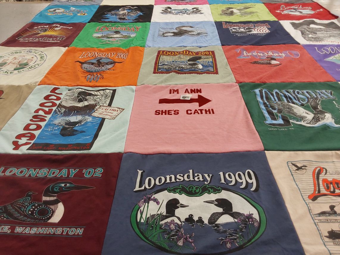 T-shirt quilt with birds, nature themes by Karen from WA