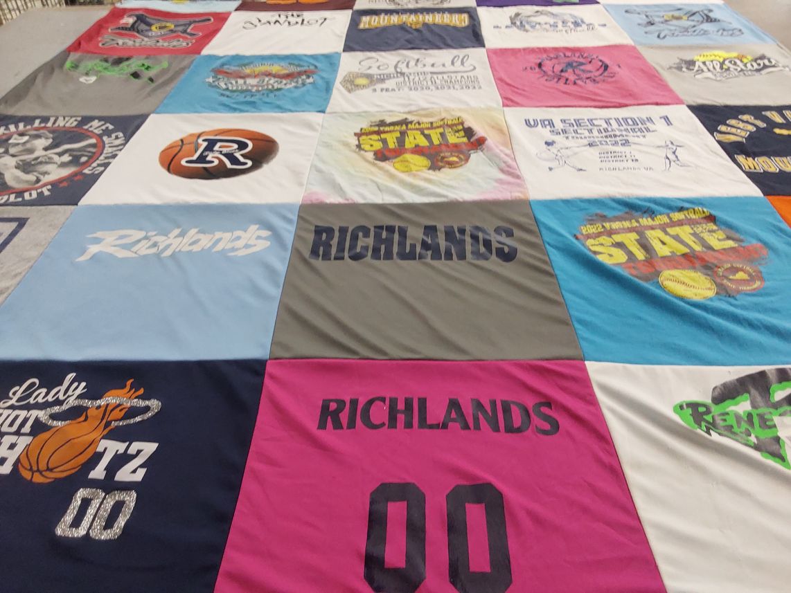 T-shirt quilt featuring richlands high school basketball, richlands high school softball by Teresa from VA