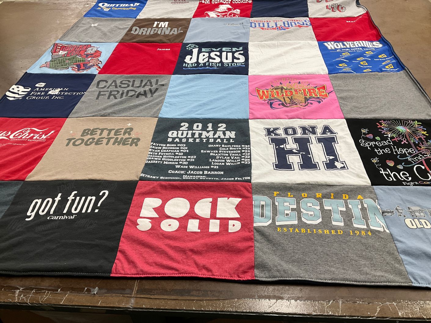T-shirt quilt featuring quitman basketball team by Martha from LA
