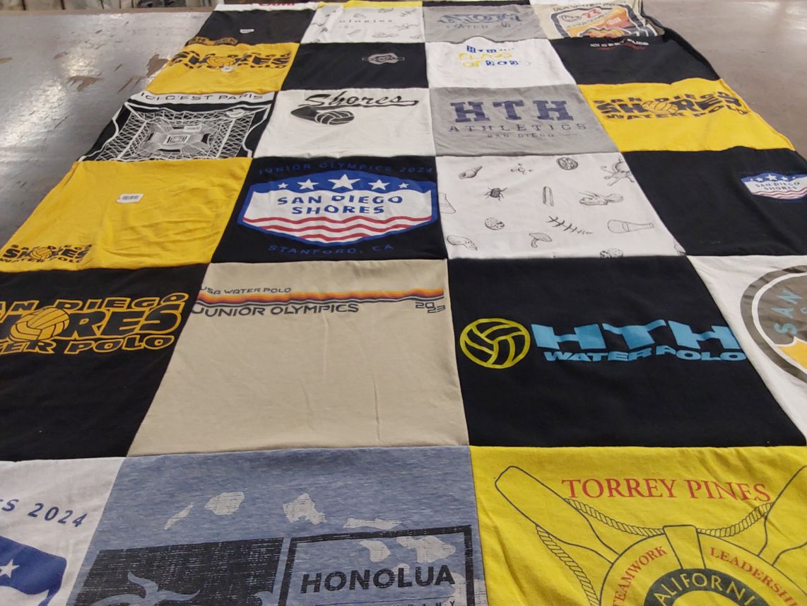 T-shirt quilt featuring san diego shores, hth water polo by Lisa from CA