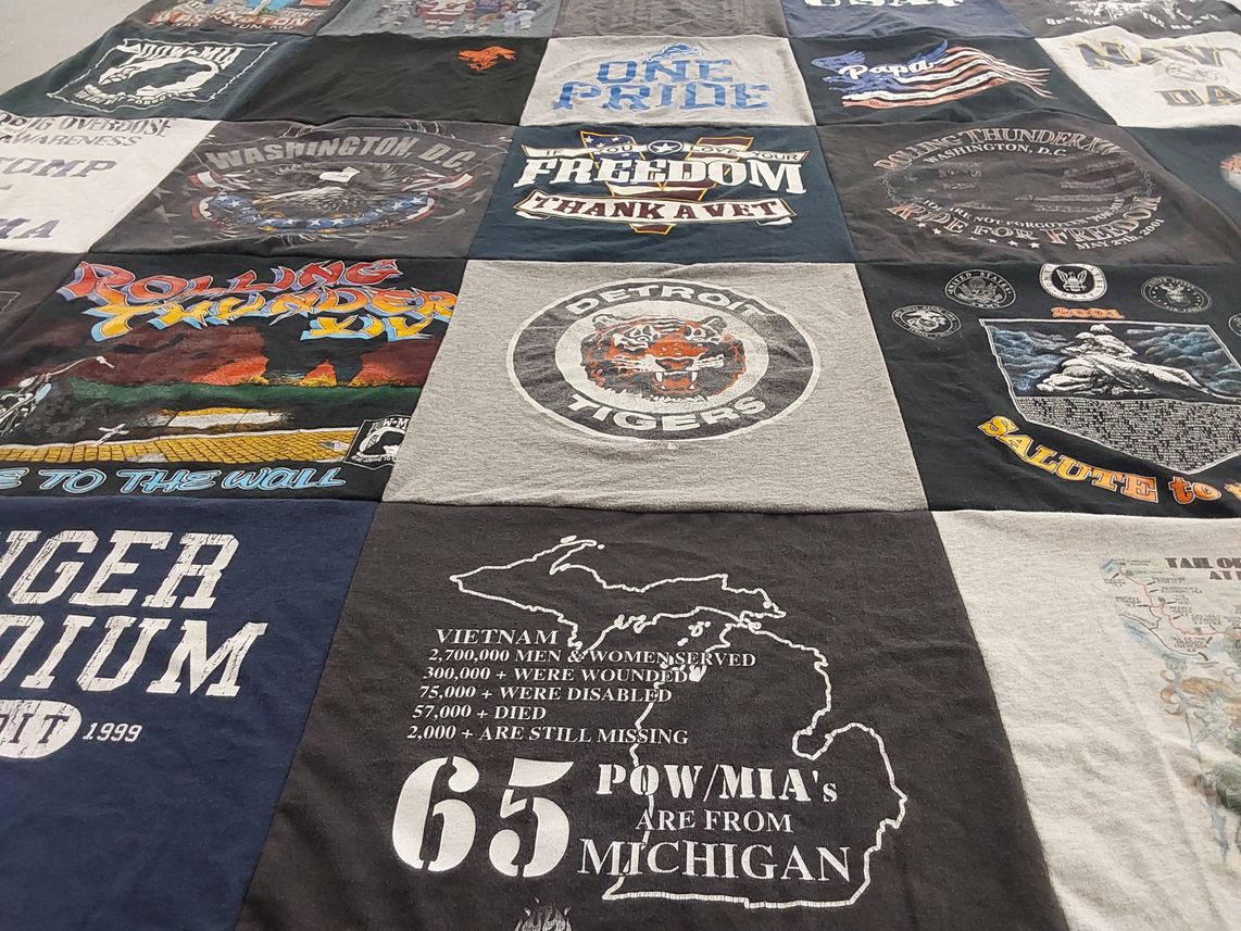 T-shirt quilt featuring detroit tigers by Mary Kay from MI
