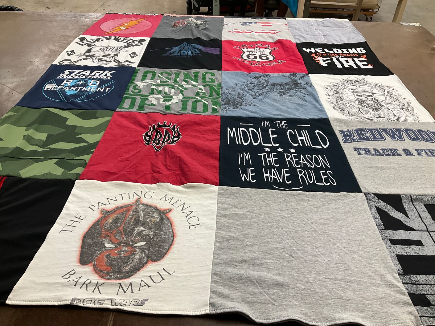 T-shirt quilt from redwood high school by Jennifer from CA