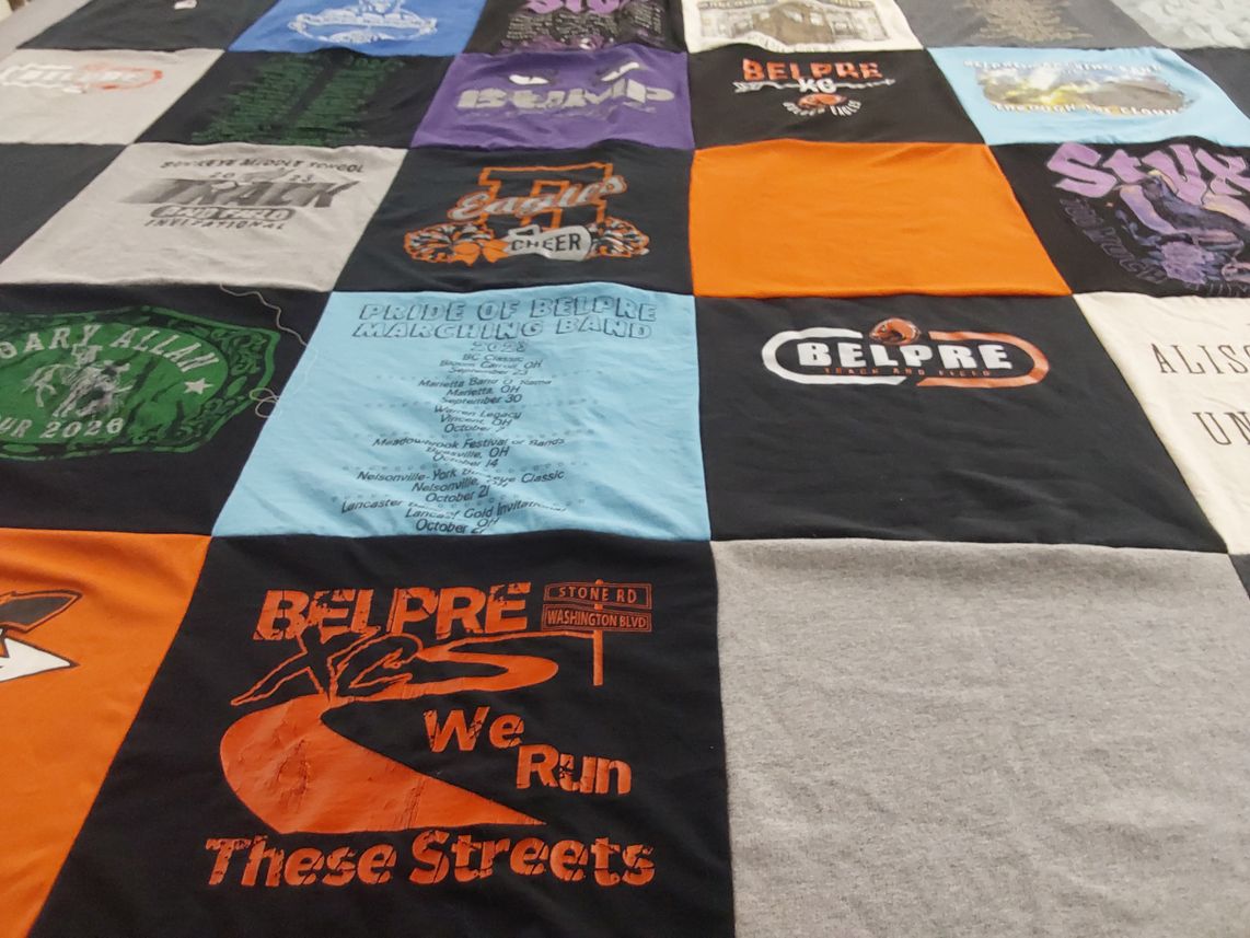 T-shirt quilt featuring belpre track and field by Debie from OH