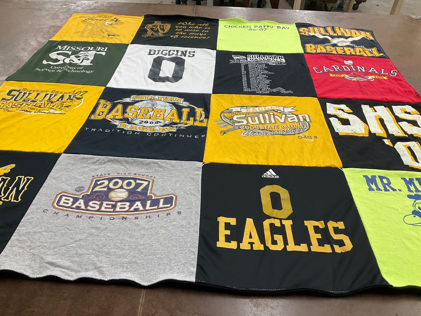 T-shirt quilt featuring sullivan baseball by Anna from MO