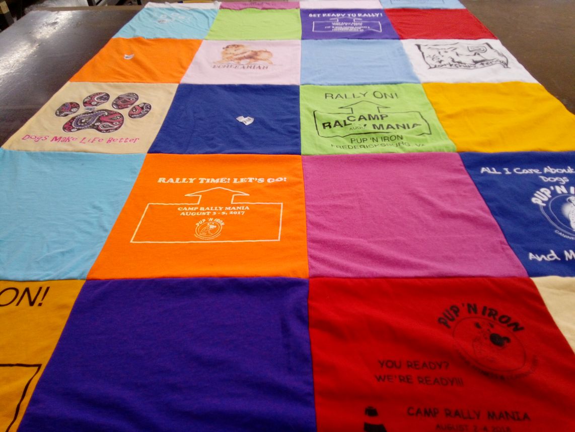 T-shirt quilt with dogs, dog training themes by DINA from NJ