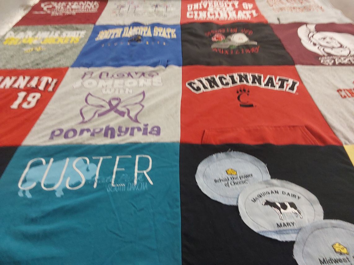 T-shirt quilt from university of cincinnati, south dakota state university by Heather from SD