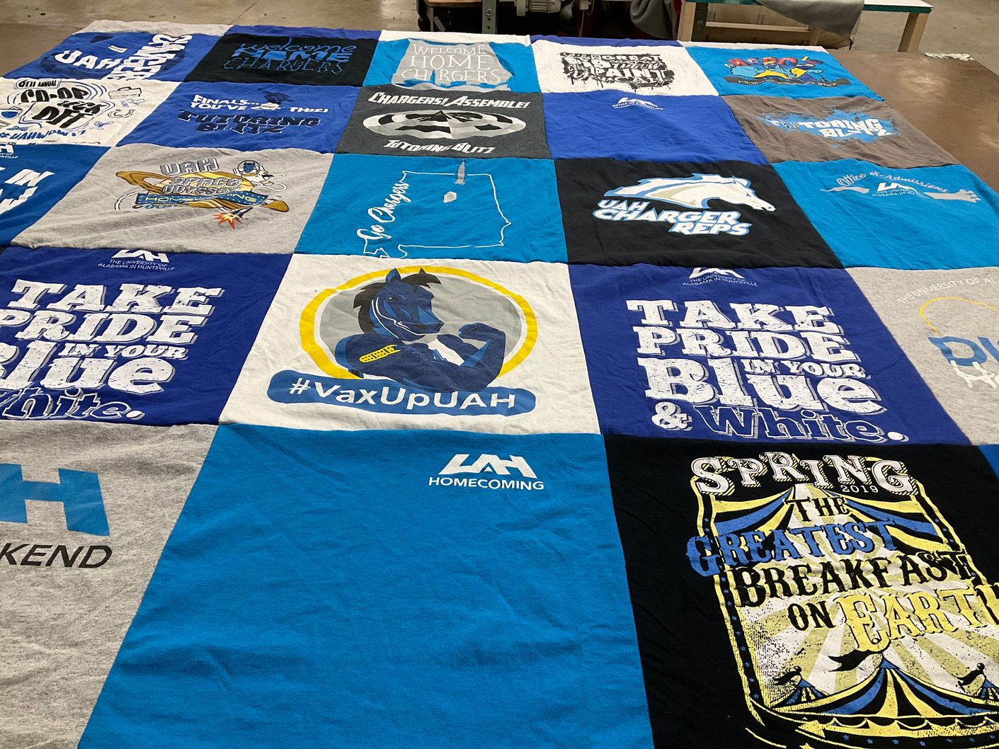 T-shirt quilt featuring uah chargers by Sheri from AL
