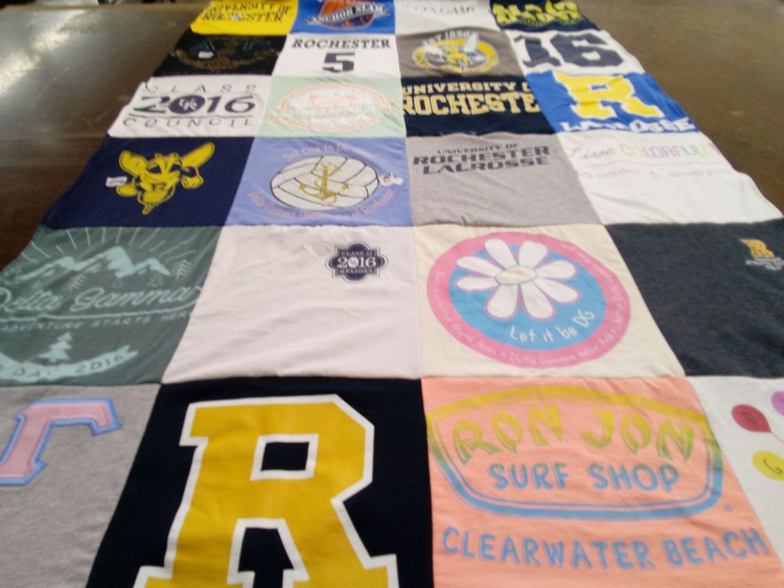 T-shirt quilt featuring university of rochester lacrosse by Elisabeth from MA