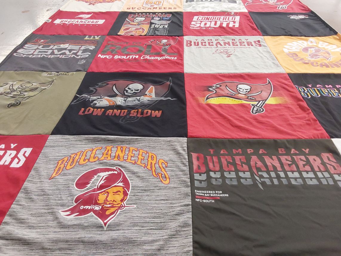 T-shirt quilt featuring tampa bay buccaneers by Francine from NJ