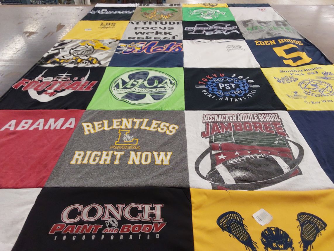 T-shirt quilt featuring martial wrestling academy, mccracken middle school football by Amanda from MO