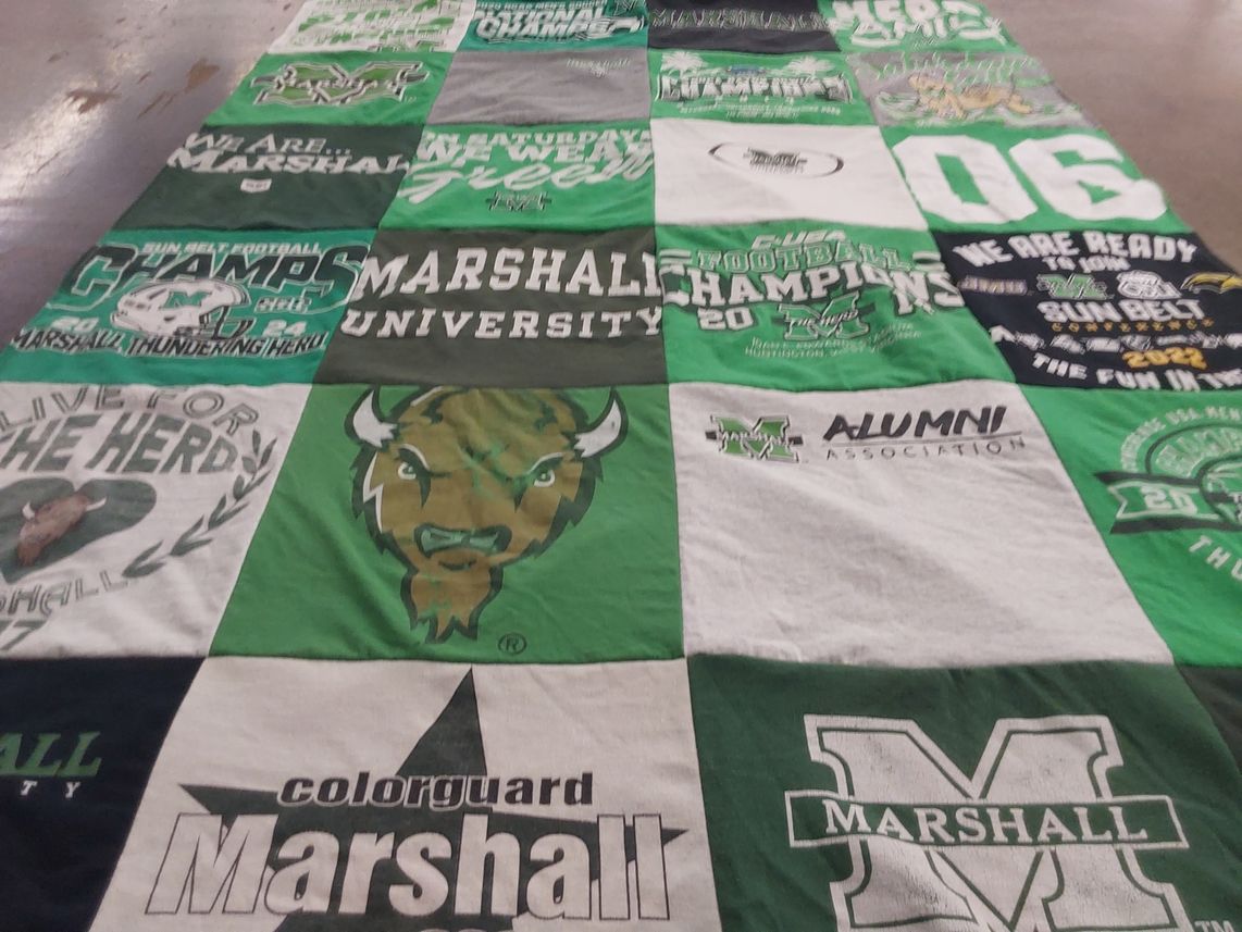 T-shirt quilt featuring marshall thundering herd by Virginia from WV