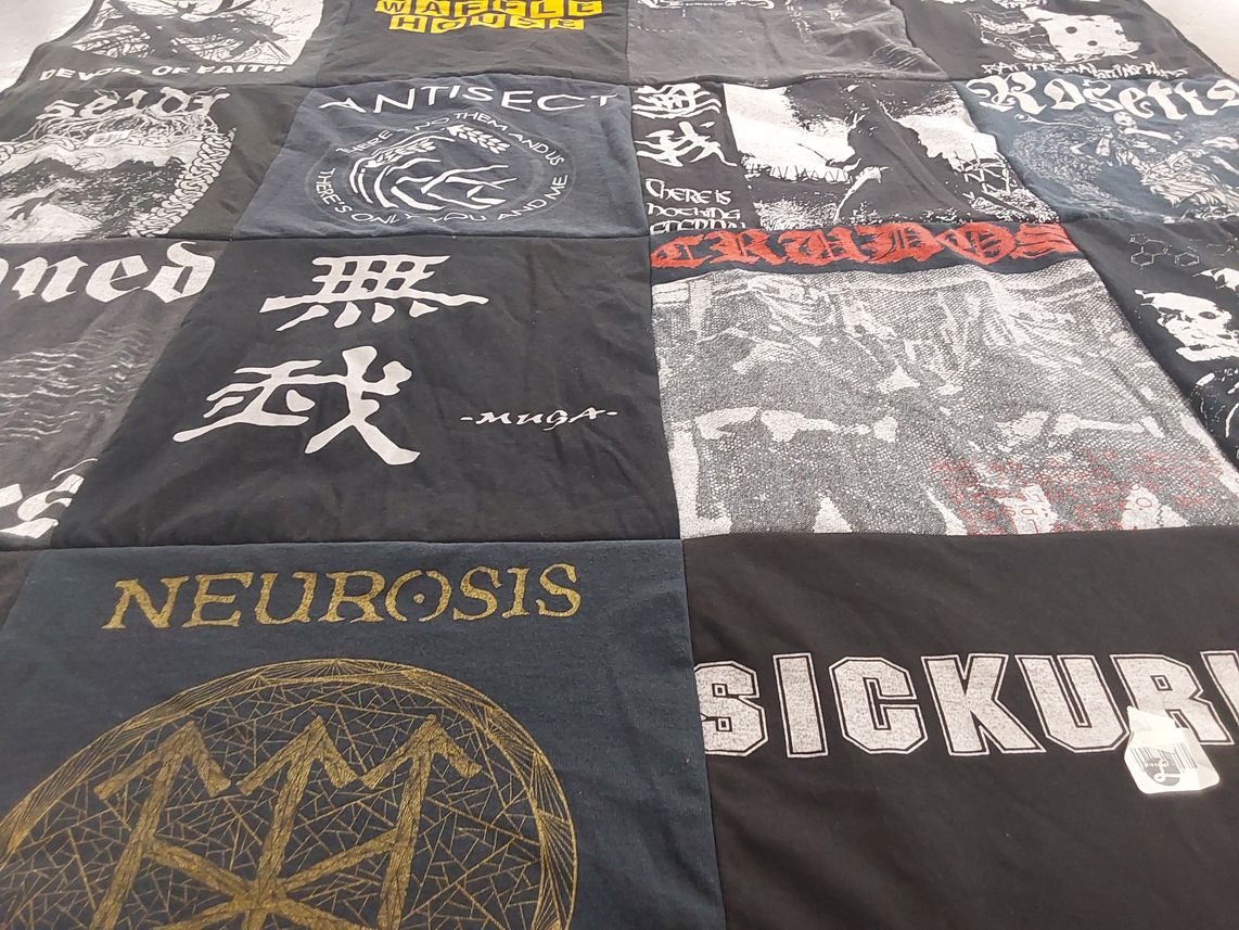 T-shirt quilt with music, hardcore themes by William from PA