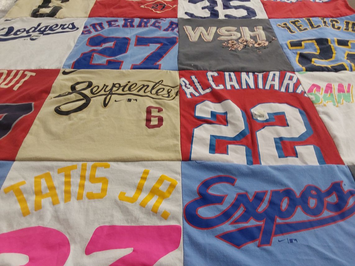 T-shirt quilt with baseball themes by Kimberley from FL