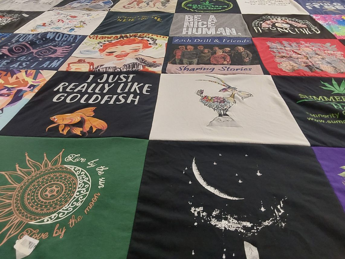 T-shirt quilt with art, nature themes by Donna from NC