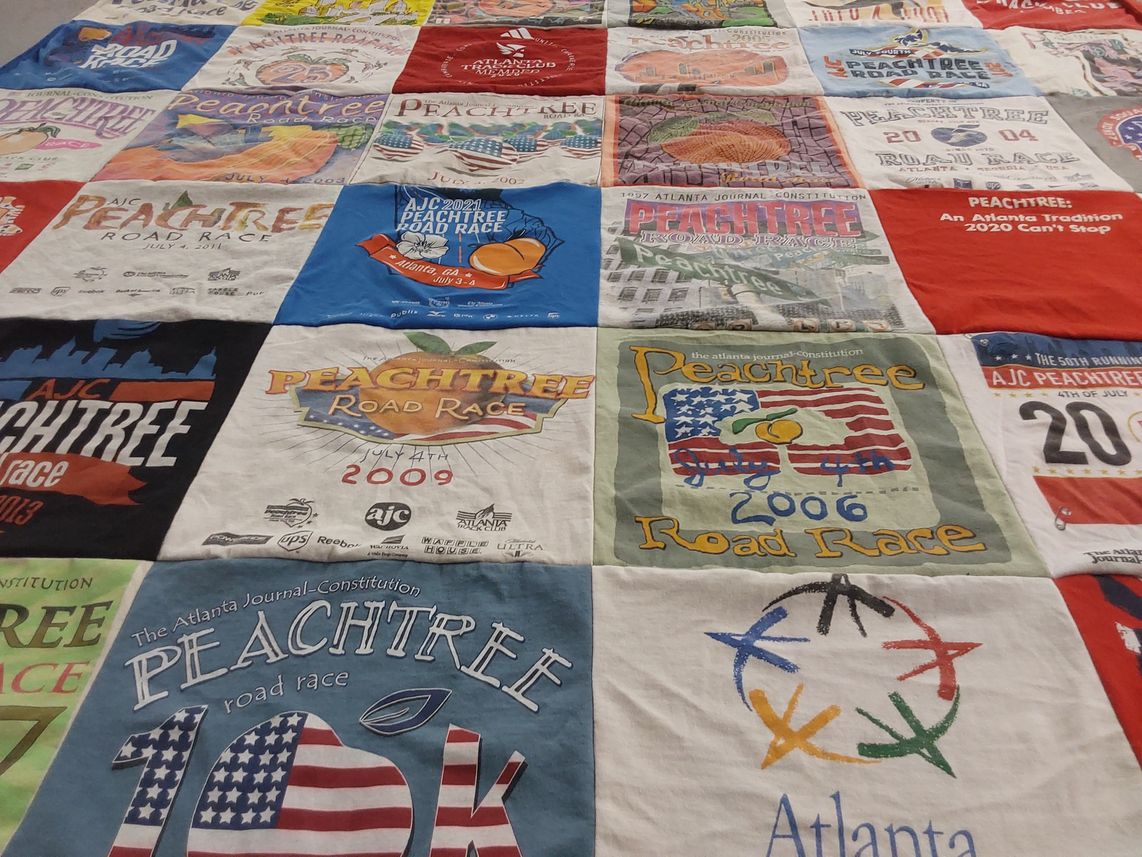 T-shirt quilt with running, races themes by James from FL