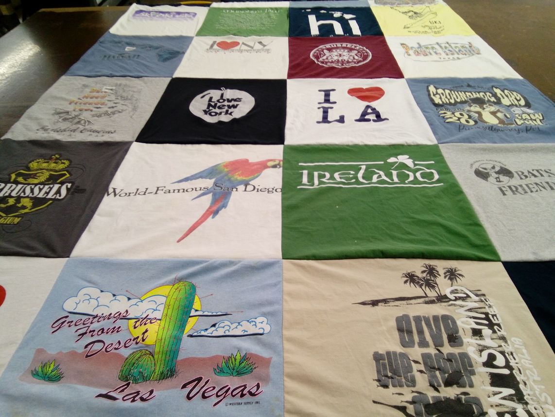 T-shirt quilt with travel, culture themes by Susan from TX