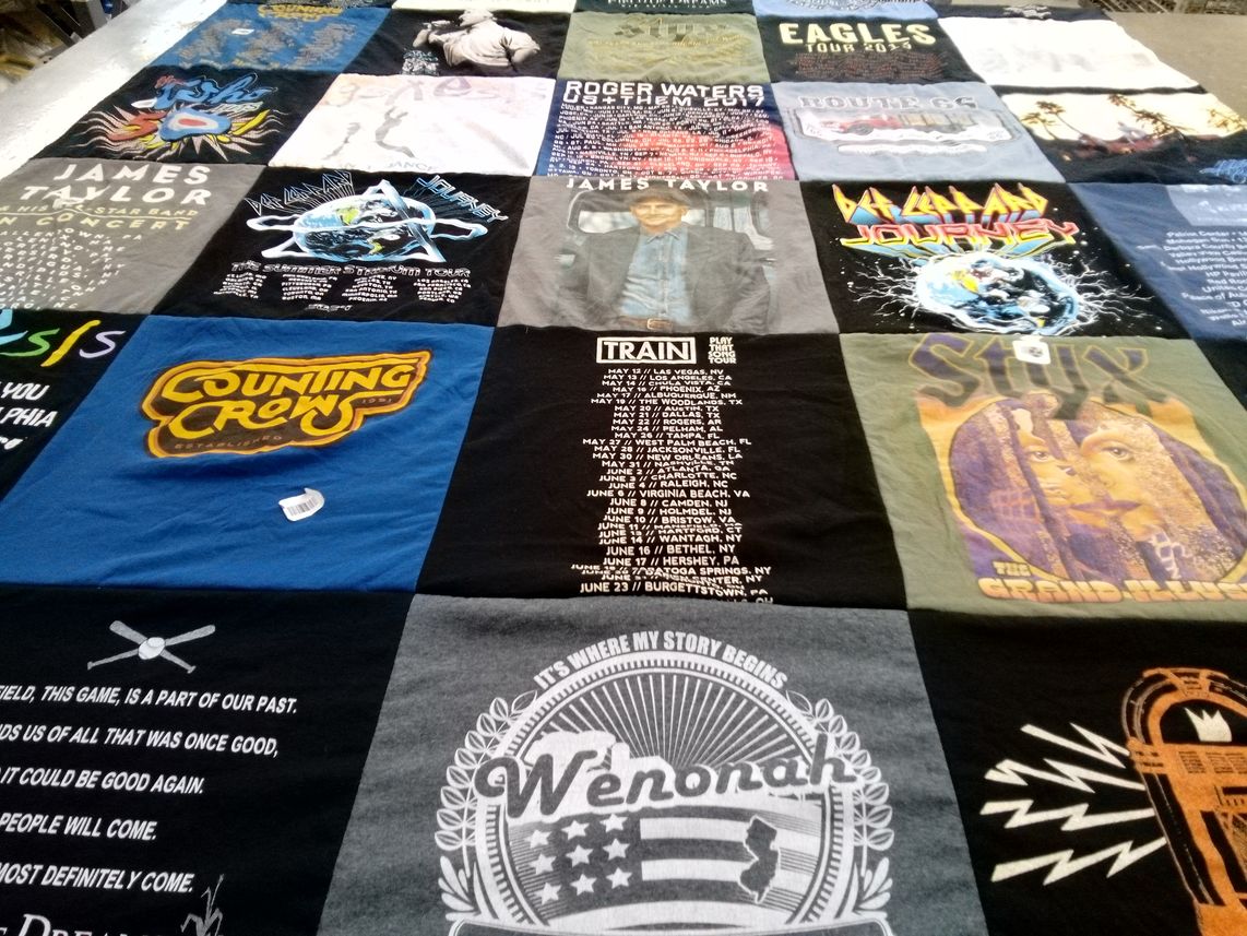 T-shirt quilt with music, concerts themes by Kurt from NJ